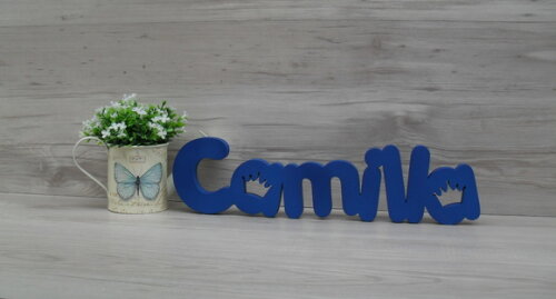 Nome de mesa em MDF - Mod PK Vazado Coroa - Camilla 10 cm