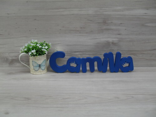 Nome de mesa em MDF - Mod PK Vazado Coroa - Camilla 10 cm