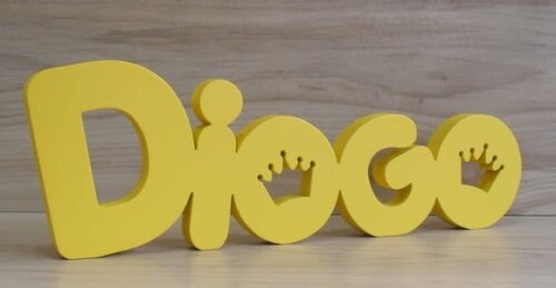 Nome de mesa em MDF - Mod PK Vazado Coroa - Diogo 10 cm