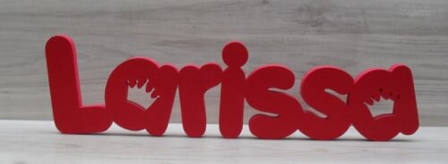 Nome de Mesa em mdf - Mod Pk Vazado Coroa - Larissa 10 cm