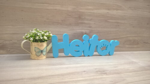 Nome de Mesa em mdf - Mod Pk Vazado Coroa - Heitor 13 cm