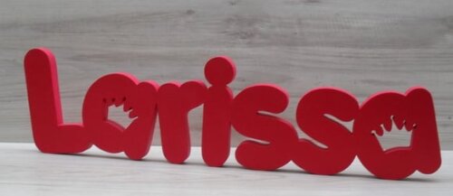 Nome de Mesa em mdf - Mod Pk Vazado Coroa - Larissa 10 cm