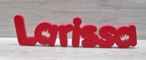 Nome de Mesa em mdf - Mod Pk Vazado Coroa - Larissa 10 cm
