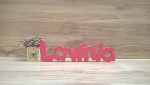 Nome de Mesa em mdf - Mod Pk Vazado Coroa - Lavínia 13 cm