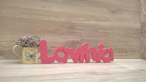 Nome de Mesa em mdf - Mod Pk Vazado Coroa - Lavínia 13 cm