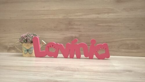 Nome de Mesa em mdf - Mod Pk Vazado Coroa - Lavínia 13 cm