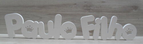 Nome de Mesa em mdf - Mod Pk Vazado Coroa - Lívia 10 cm