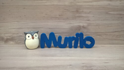 Nome de mesa em MDF - Mod PK Vazado Coroa - Murilo 10 cm