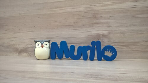 Nome de mesa em MDF - Mod PK Vazado Coroa - Murilo 10 cm