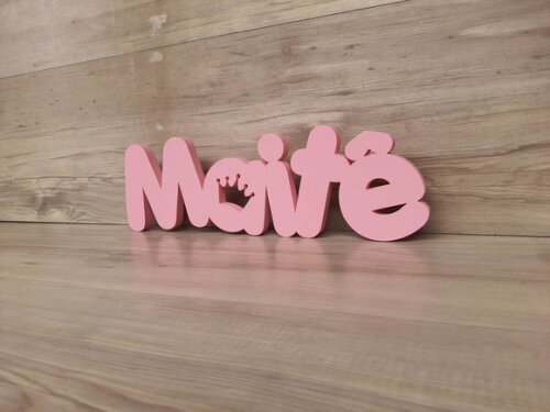 Nome de Mesa em mdf - Mod Pk Vazado Coroa - Maitê 13 cm