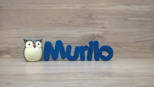 Nome de mesa em MDF - Mod PK Vazado Coroa - Murilo 10 cm