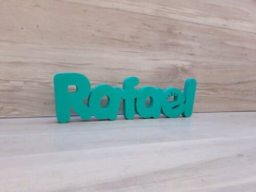 Nome de mesa em MDF - Mod PK Vazado Coroa - Rafael 10 cm