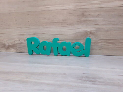 Nome de mesa em MDF - Mod PK Vazado Coroa - Rafael 10 cm