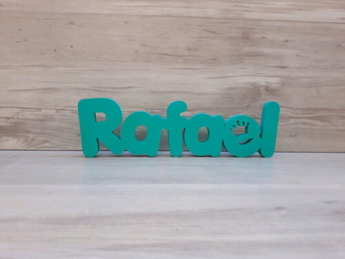 Nome de mesa em MDF - Mod PK Vazado Coroa - Rafael 10 cm