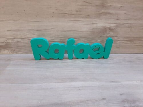 Nome de mesa em MDF - Mod PK Vazado Coroa - Rafael 10 cm