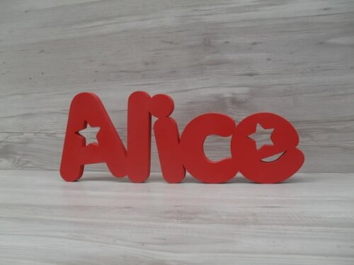 Nome de Mesa em mdf - Mod Pk Vazado Estrela - Alice 13 cm