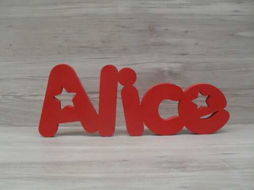 Nome de Mesa em mdf - Mod Pk Vazado Estrela - Alice 13 cm