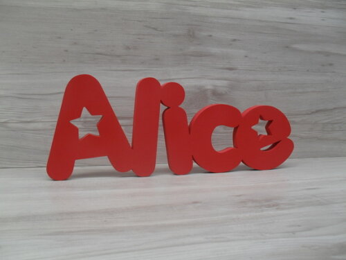Nome de Mesa em mdf - Mod Pk Vazado Estrela - Alice 13 cm