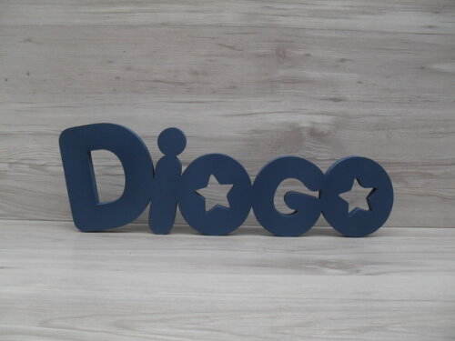 Nome de mesa em MDF - Mod PK Vazado Estrela - Diogo 13 cm