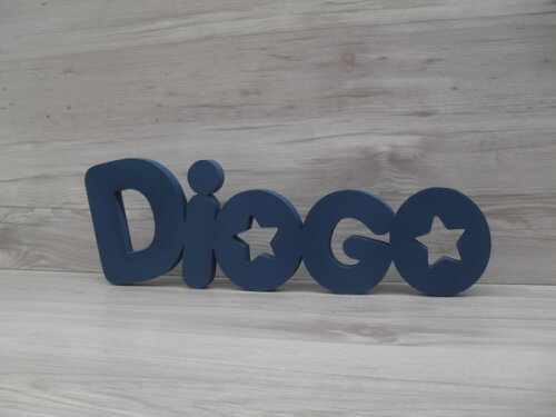 Nome de mesa em MDF - Mod PK Vazado Estrela - Diogo 13 cm