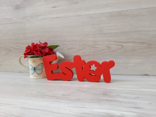 Nome de mesa em MDF - Mod PK Vazado estrela - Ester 10 cm