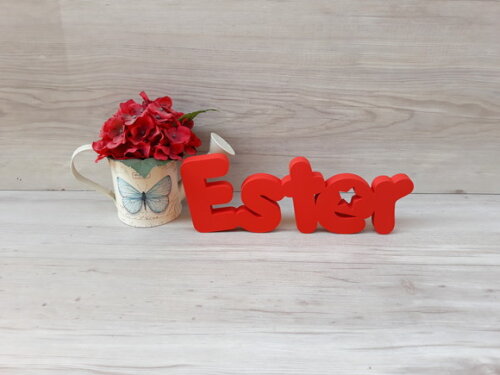 Nome de mesa em MDF - Mod PK Vazado estrela - Ester 10 cm