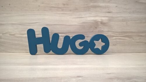 Nome de mesa em MDF - Mod PK Vazado Estrela - Hugo 10 cm