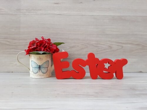 Nome de mesa em MDF - Mod PK Vazado estrela - Ester 10 cm