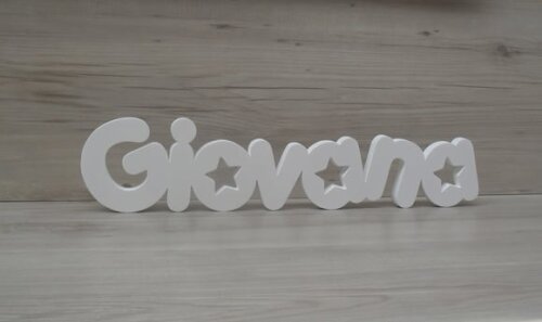 Nome de mesa em MDF - Mod PK Vazado Estrela - Giovana 10 cm