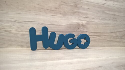 Nome de mesa em MDF - Mod PK Vazado Estrela - Hugo 10 cm