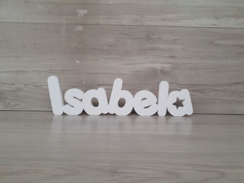 Nome de Mesa em mdf - Mod Pk Vazado Estrela - Isabela 10 cm