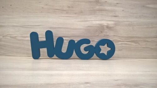 Nome de mesa em MDF - Mod PK Vazado Estrela - Hugo 10 cm