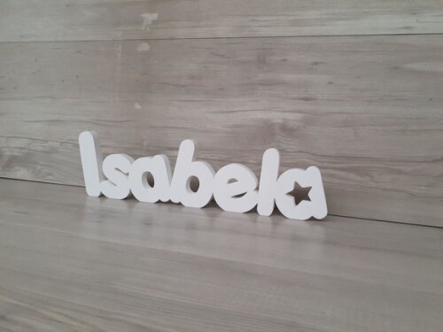 Nome de Mesa em mdf - Mod Pk Vazado Estrela - Isabela 10 cm
