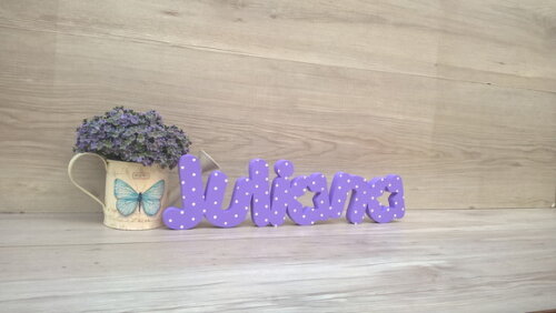 Nome de Mesa em mdf - Mod Pk Vazado Estrela - Juliana 10 cm