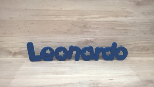 Nome de mesa em MDF - Mod PK Vazado Estrela - Leonardo 10 cm