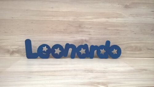Nome de mesa em MDF - Mod PK Vazado Estrela - Leonardo 10 cm