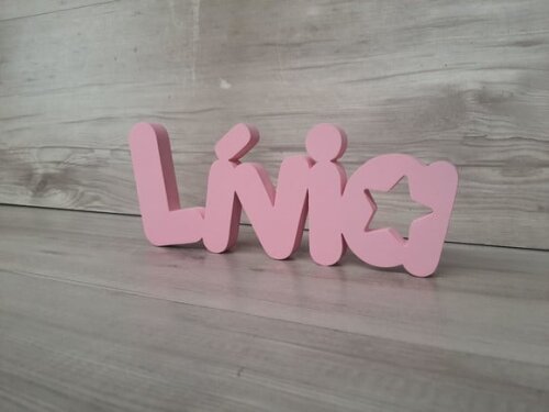 Nome de Mesa em mdf - Mod Pk Vazado Estrela - Lívia 10 cm