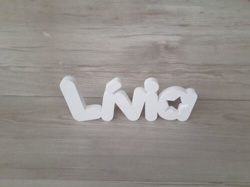 Nome de Mesa em mdf - Mod Pk Vazado Estrela - Lívia 10 cm