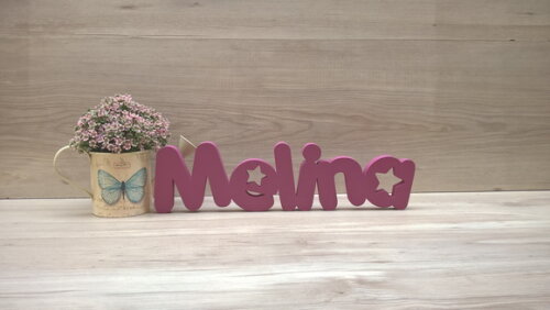 Nome de mesa em MDF - Mod PK Vazado Estrela - Melina 10 cm