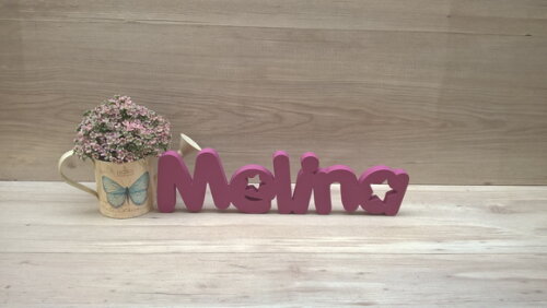 Nome de mesa em MDF - Mod PK Vazado Estrela - Melina 10 cm