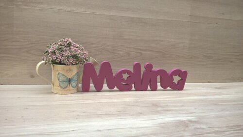 Nome de mesa em MDF - Mod PK Vazado Estrela - Melina 10 cm