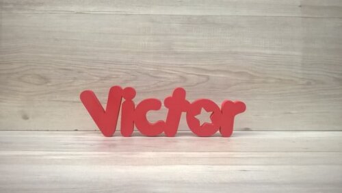 Nome de mesa em MDF - Mod PK Vazado Estrela - Victor 10 cm