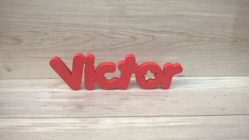 Nome de mesa em MDF - Mod PK Vazado Estrela - Victor 10 cm