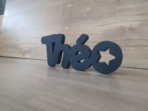 Nome de Mesa em mdf - Mod Pk Vazado Estrela - Théo 10 cm