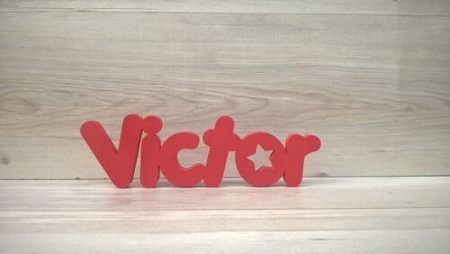 Nome de mesa em MDF - Mod PK Vazado Estrela - Victor 10 cm