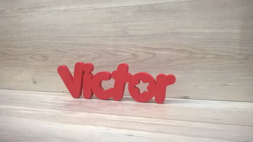 Nome de mesa em MDF - Mod PK Vazado Estrela - Victor 10 cm