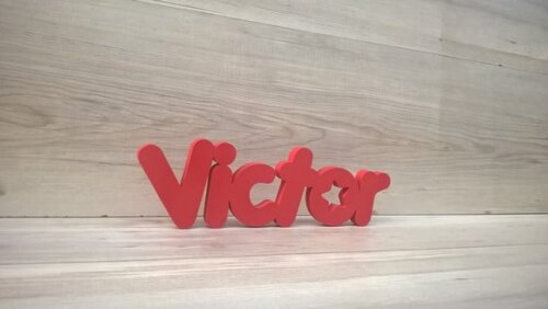 Nome de mesa em MDF - Mod PK Vazado Estrela - Victor 10 cm