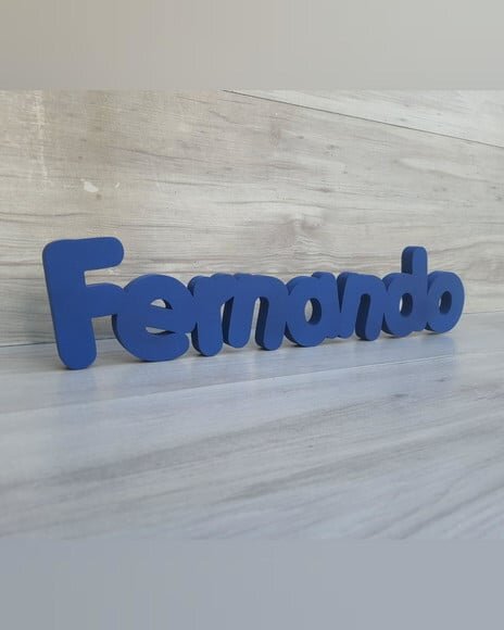 Nome de Mesa em mdf - Mod Pk Vazado Padrão - Fernando 10 cm