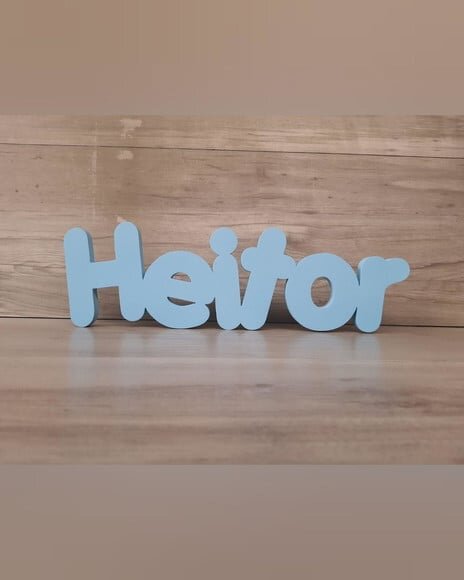 Nome de Mesa em mdf - Mod Pk Vazado Padrão - Heitor 13 cm