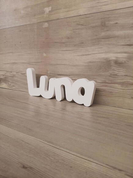 Nome de Mesa em mdf - Mod Pk Vazado Padrão - Luna 10 cm